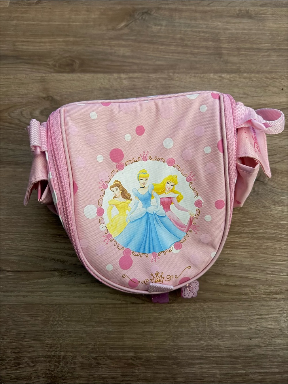 Disney Pink Princess Girls' Crossbody Bag with Polka Dot Print